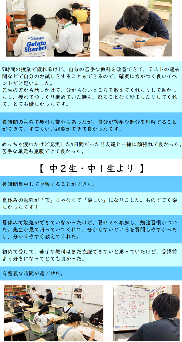 夏ゼミ2024
アンケート結果