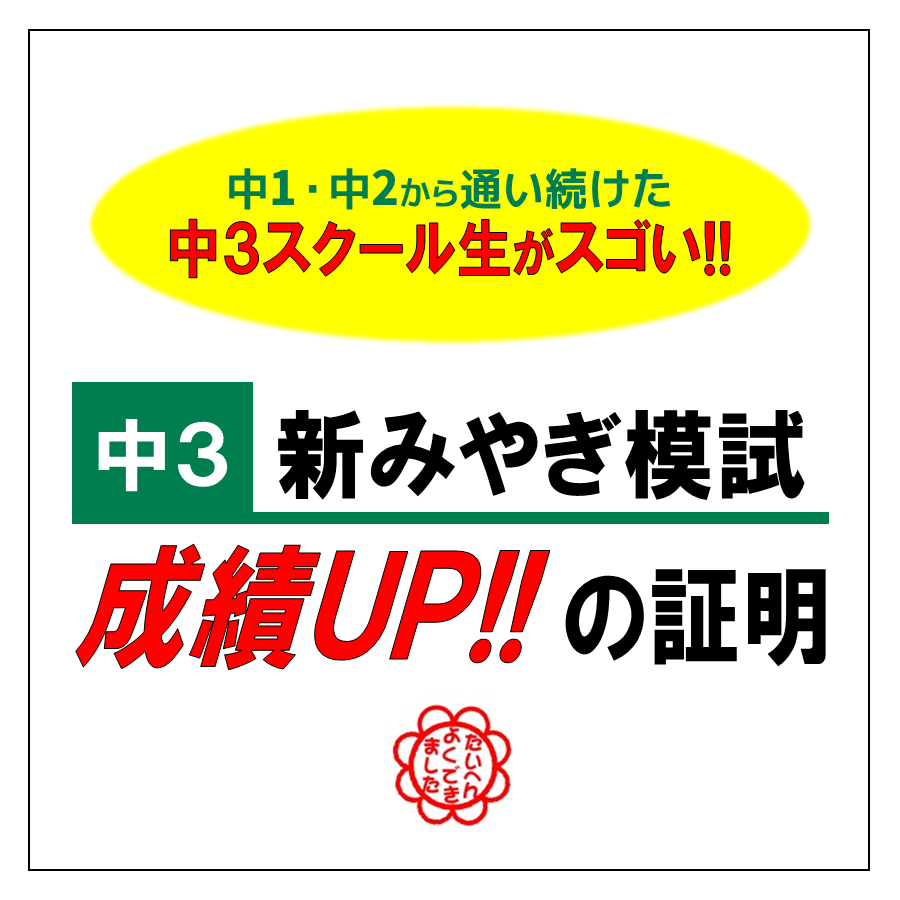 中１・中２から通っている中３スクール生
新みやぎ模試成績アップリンク